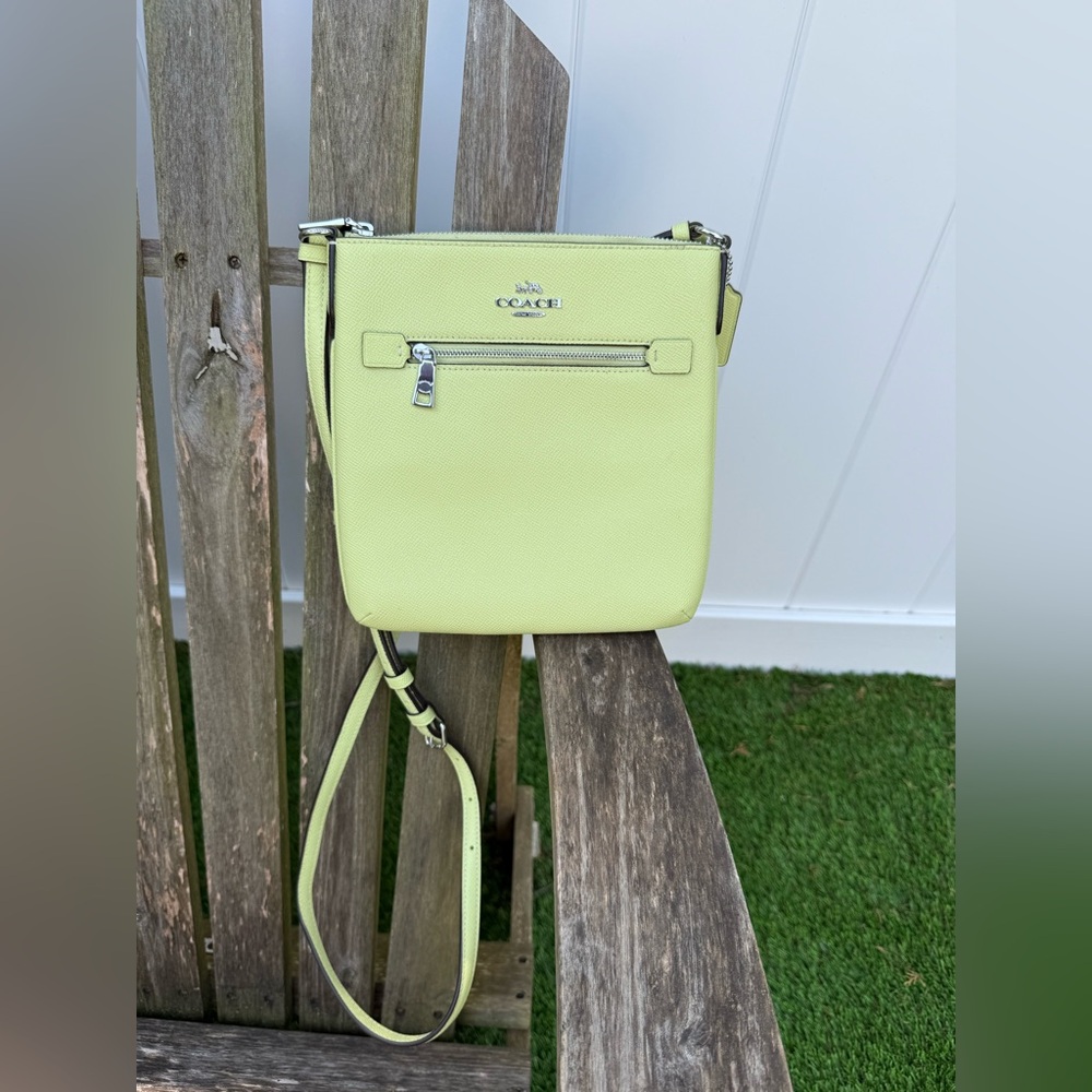 Coach CE871 Mini Rowan File Crossbody Bag Pale Lime Cross Grain Leather J